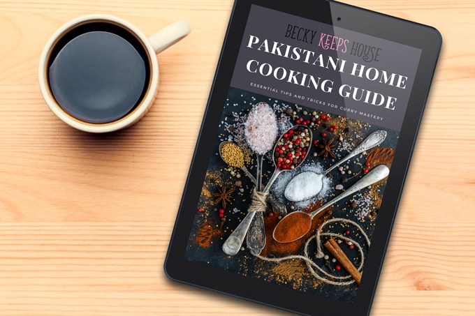 Becky Keeps House Pakistani Home Cooking Guide eBook displayed on a tablet
